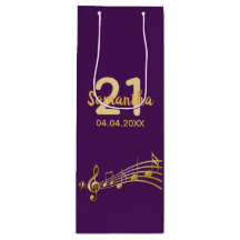 Birthday party paarse gold muzieknoten name