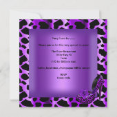 Birthday Party Paarse Leopard Black Shoes Kaart (Achterkant)