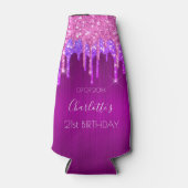 Birthday party paarse roze blush glitter spargel flesjeskoeler (Voorkant)