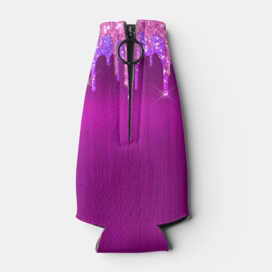 Birthday party paarse roze blush glitter spargel flesjeskoeler (Achterkant)