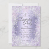 Birthday Party Paarse Silver Winter Wonderland Kaart (Voorkant)