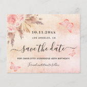 Birthday party pampas blush budget behalve datum flyer (Voorkant)