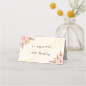 Birthday party pampa's grasbloesems marmer plaatskaartje (Achterkant)