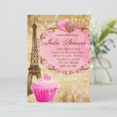 Birthday Party Paris Afstudeerder Eiffel Tower Swe Kaart (Staand voorkant)