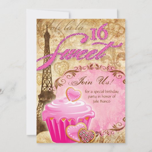 Birthday Party Paris Afstudeerder Eiffel Tower Swe Kaart (Achterkant)