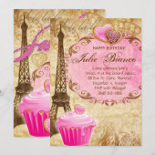 Birthday Party Paris Afstudeerder Eiffel Tower Swe Kaart (Voorkant / Achterkant)