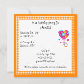 Birthday Party Penguin Heart Balloons  Kaart (Achterkant)