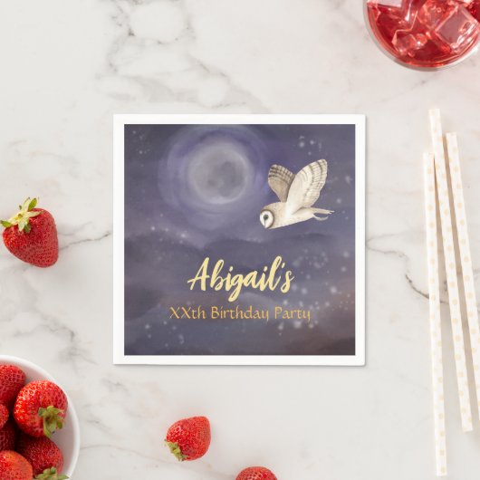 Birthday Party Personalized Full Moon and Owl Servet (Insitu)