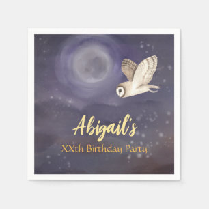 Birthday Party Personalized Full Moon and Owl Servet