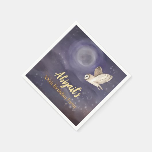 Birthday Party Personalized Full Moon and Owl Servet (Hoek)