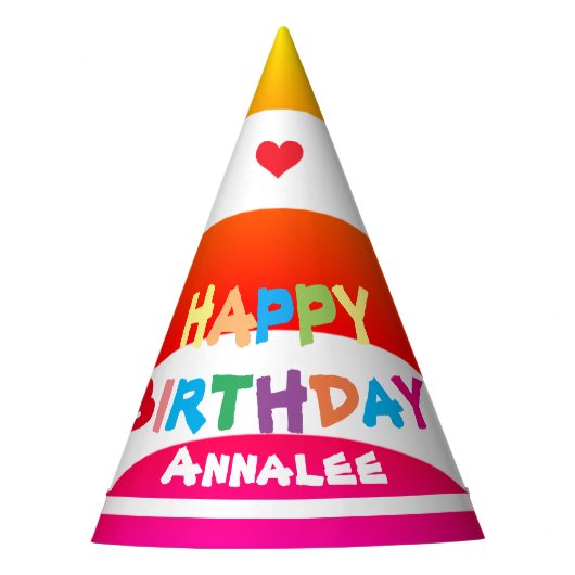 Birthday Party Personalized Name Cool Cute Feesthoedjes (Voorkant)