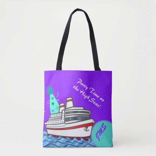 Birthday Party Pet Custom Monogrammed Cruise Tote Bag (Voorkant)