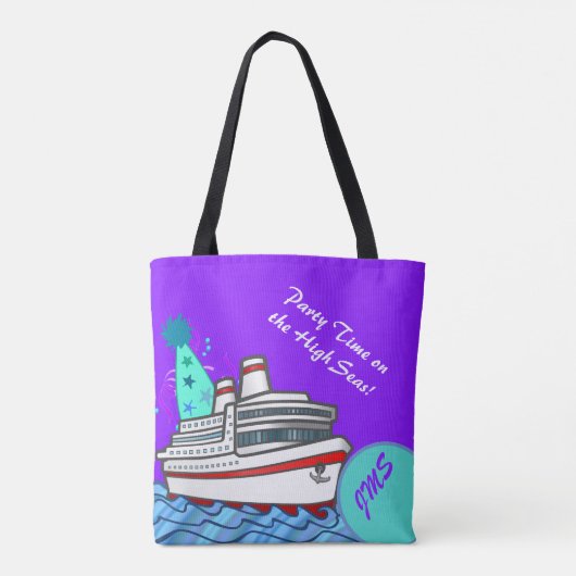 Birthday Party Pet Custom Monogrammed Cruise Tote Bag (Achterkant)