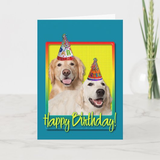 Birthday Party Pet - Golden Retriever Tebow Corona Kaart (Voorkant)