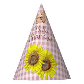 Birthday Party Pet Pink Yellow Sunflower Geacht Feesthoedjes (Voorkant)