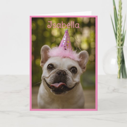 Birthday Party Pet Pug Dog Persoonlijke naam Kaart (Voorkant)