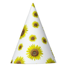 Birthday Party Pet White Yellow Sunflower Geacht Feesthoedjes