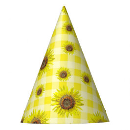 Birthday Party Pet Yellow Gingham Sunflower ThBesc Feesthoedjes