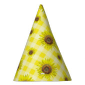 Birthday Party Pet Yellow Gingham Sunflower ThBesc Feesthoedjes (Rechts)