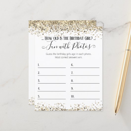 Birthday Party Photo Age Guing Game (Voorkant / Achterkant in situ)