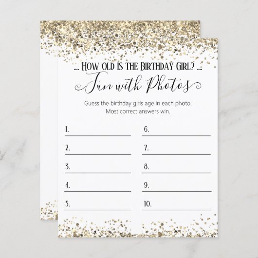 Birthday Party Photo Age Guing Game (Voorkant / Achterkant)