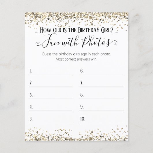 Birthday Party Photo Age Guing Game (Voorkant)