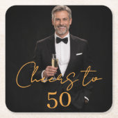 Birthday party photo cheers gold kartonnen onderzetters (Voorkant)