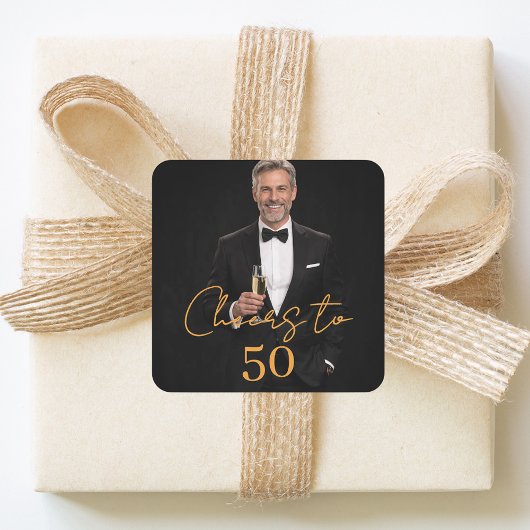 Birthday party photo cheers gold vierkante sticker