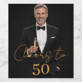 Birthday party photo cheers gold wijn etiket (Enkel label)