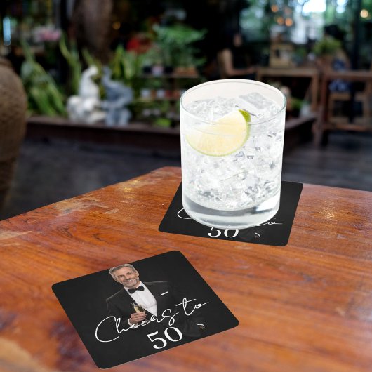 Birthday party photo cheers kartonnen onderzetters