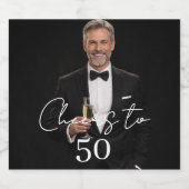 Birthday party photo cheers sparkling wijnetiket (Enkel label)