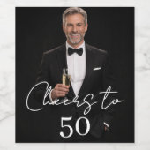 Birthday party photo cheers wijn etiket (Enkel label)