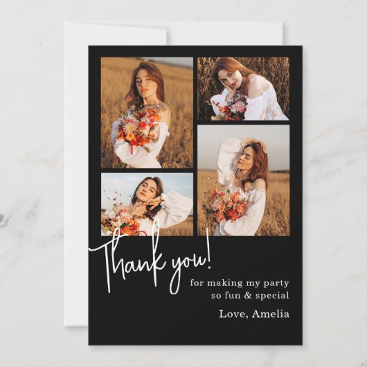 Birthday Party Photo Collage Bedankkaart (Voorkant)