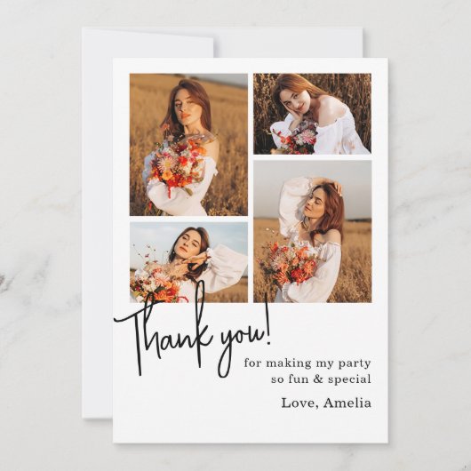 Birthday Party Photo Collage Bedankkaart (Voorkant)