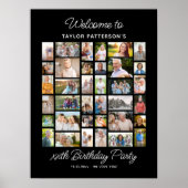 Birthday Party Photo Collage, Simple, Fun Welcome  Poster (Voorkant)