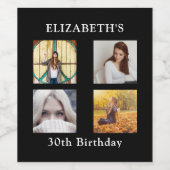 Birthday Party Photo Collage Wijn Etiket (Enkel label)