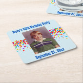 Birthday Party Photo Favor Kartonnen Onderzetters (Schuin)