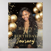 Birthday party photo gold balloons welcome poster (Voorkant)