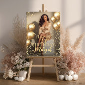Birthday party photo gold balloons welcome poster