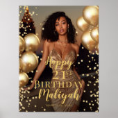 Birthday party photo gold font welcome poster (Voorkant)