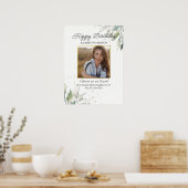 Birthday Party Photo Pretty Botanical Any Age Poster (Keuken)