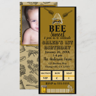 Birthday Party Photo Ticket Honey Beehive Birthday Kaart