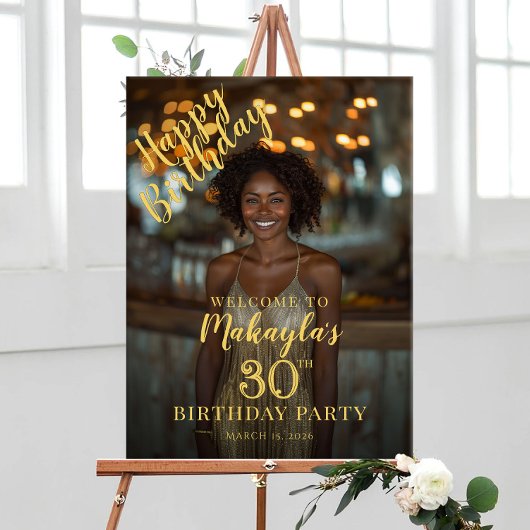Birthday party photo welcome poster