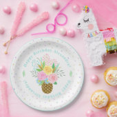 Birthday Party Pineapple Rozen Bouquet Pink Papieren Bordje (Feest)