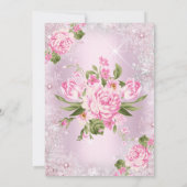 Birthday Party Pink Floral Winter Wonderland Kaart (Achterkant)