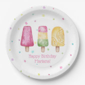 Birthday Party ( Pink Girl Summer Popsicle ) Papieren Bordje (Voorkant)