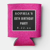 Birthday Party Pink Glitter Modern Typografie Blikjeskoeler (Voorkant)