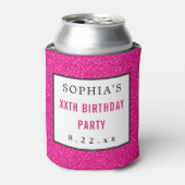 Birthday Party Pink Glitter Modern Typografie Blikjeskoeler (Blikje Voorkant)