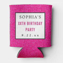 Birthday Party Pink Glitter Modern Typografie Blikjeskoeler