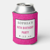Birthday Party Pink Glitter Modern Typografie Blikjeskoeler (Blikje Achterkant)